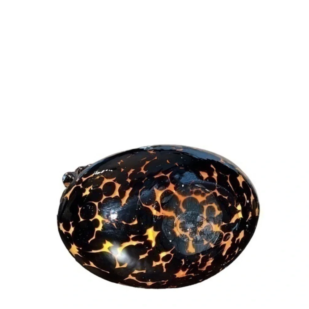 Halle‎ Art 1990’s Hand Blown Glass Tortoise Art Deco Purse Vase Figurine